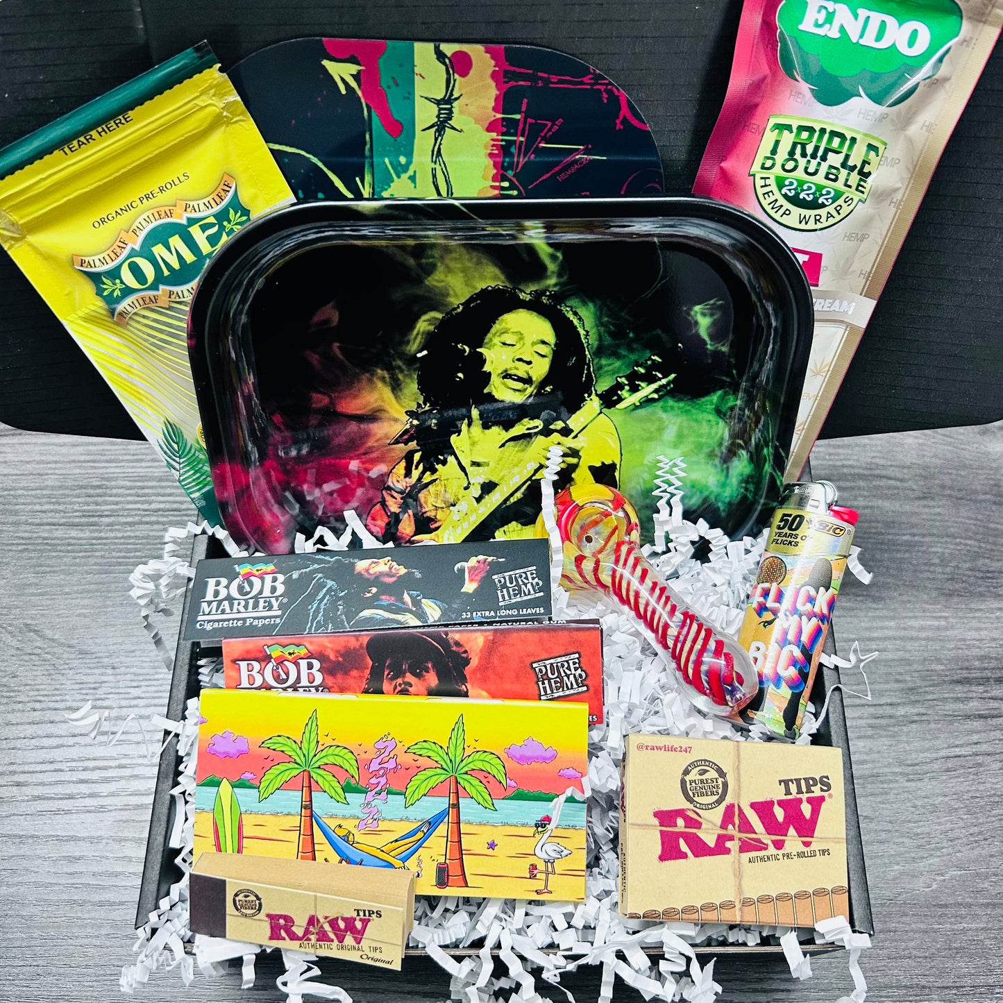 Marley - Glass Piece, Bob Marley Papers & ENDO Organic Hemp Wrap Gift Box Set